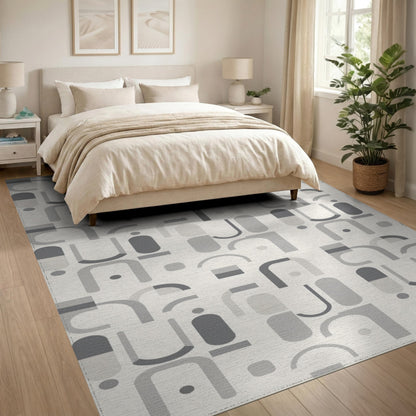 Grey Geometric Modern Area Rug