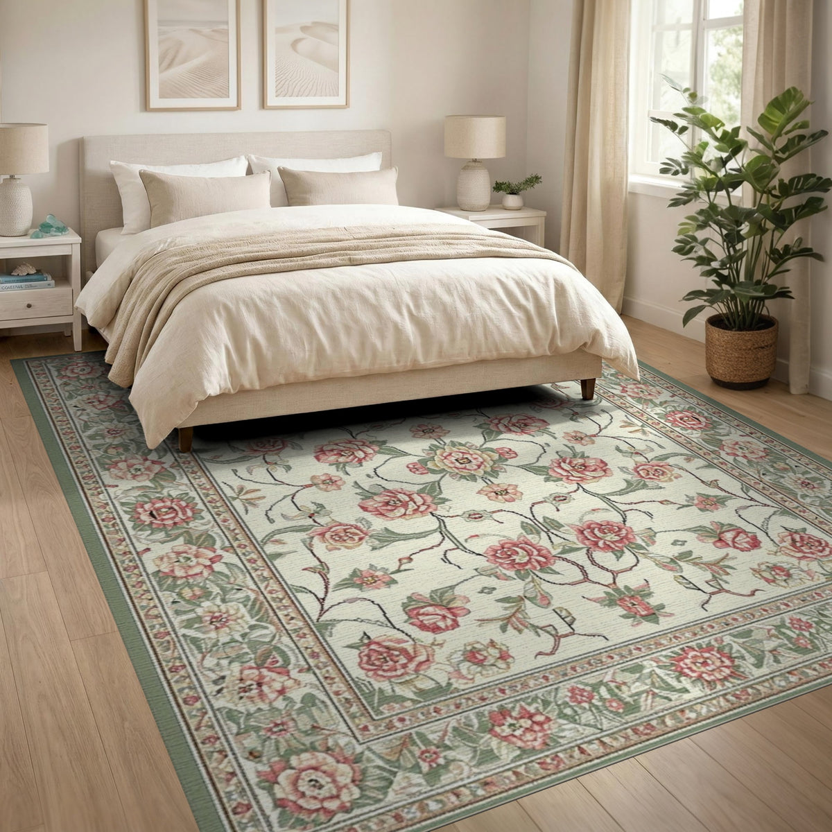 Pink Rose Floral Vintage No. 34 Area Rug