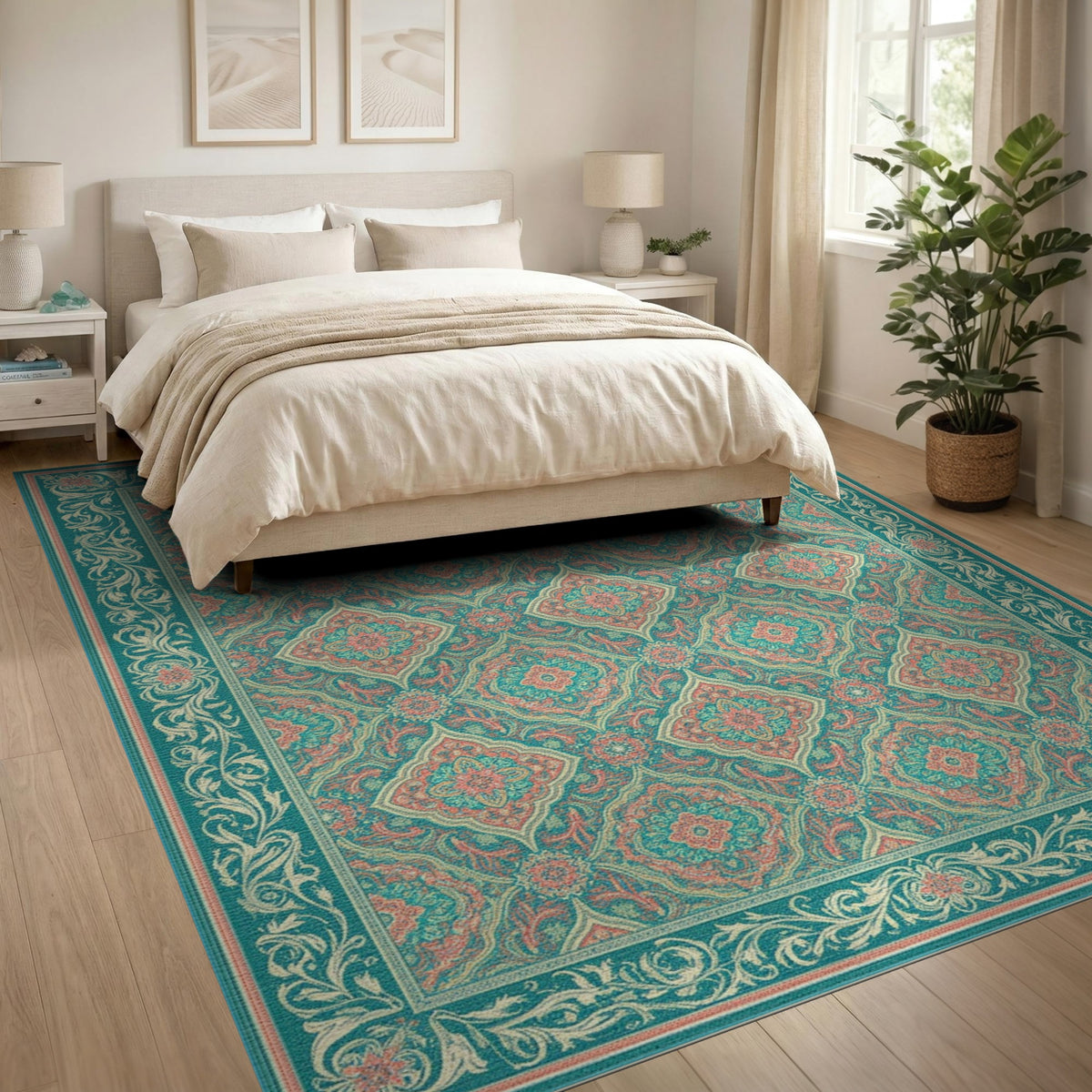 Teal Persian Medallion No. 27 Area Rug