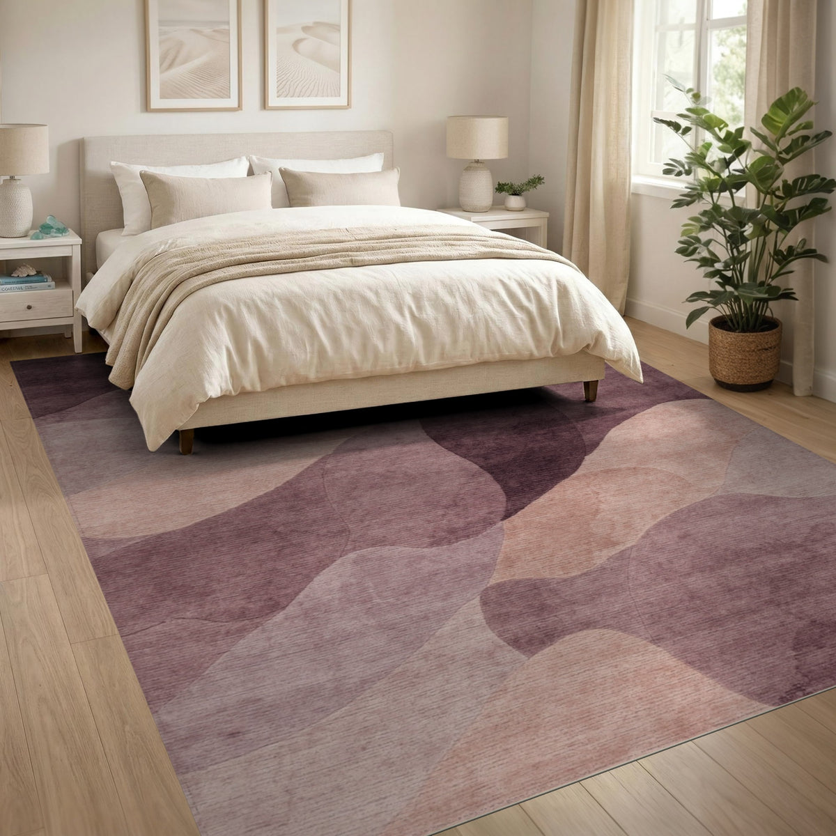 ODIKA Purple Abstract Wave Area Rug