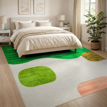 Green Abstract Wavy Area Rug