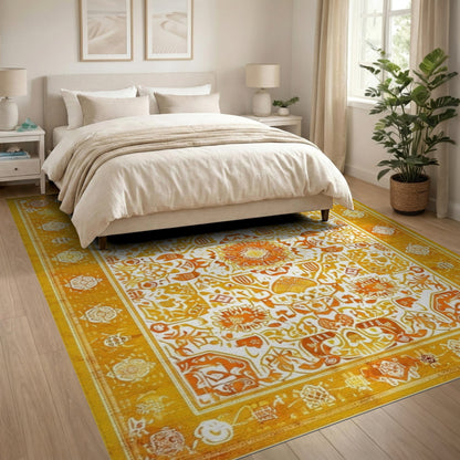 Yellow Traditional Persian Area Rug