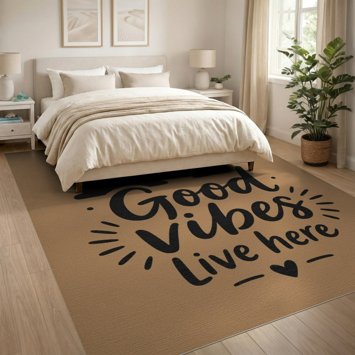 Good Vibes Live Here Boho Moon Rug