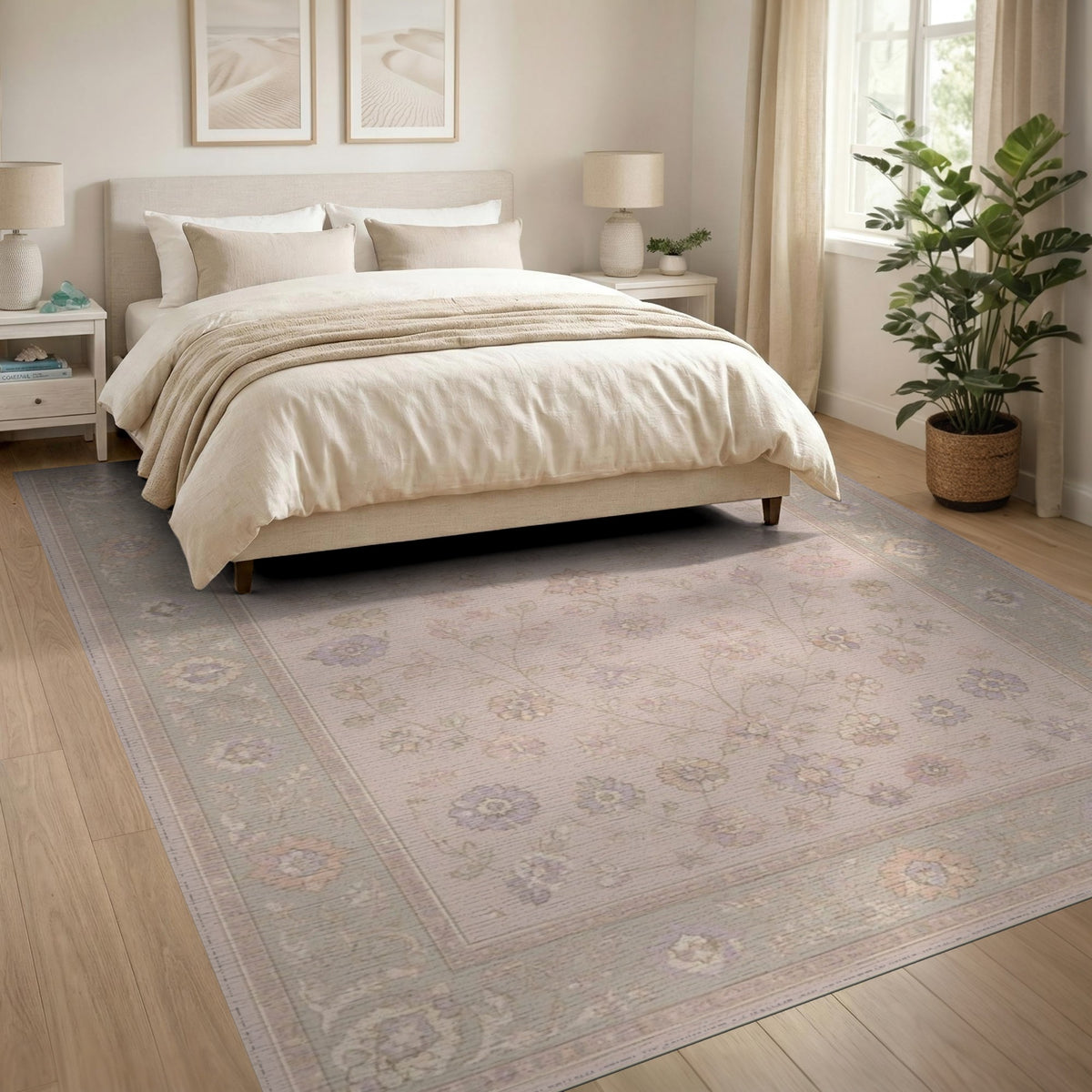 Soft Pastel Floral Vintage Area Rug