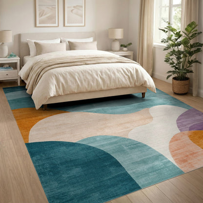 Multi-color and Patterns Abstract Area Abstract Wave Multi-Color Area Rug