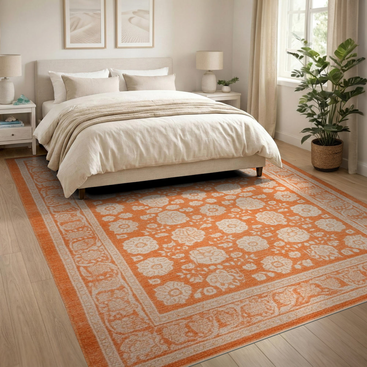 Orange Floral Vintage No. 66 Area Rug