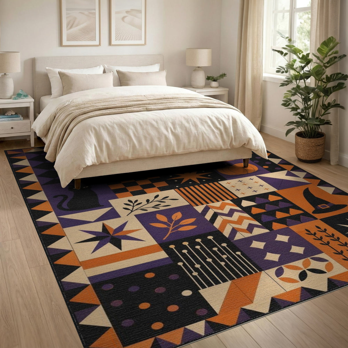 Geometric Modern Halloween Geometric Patchwork Area Rug
