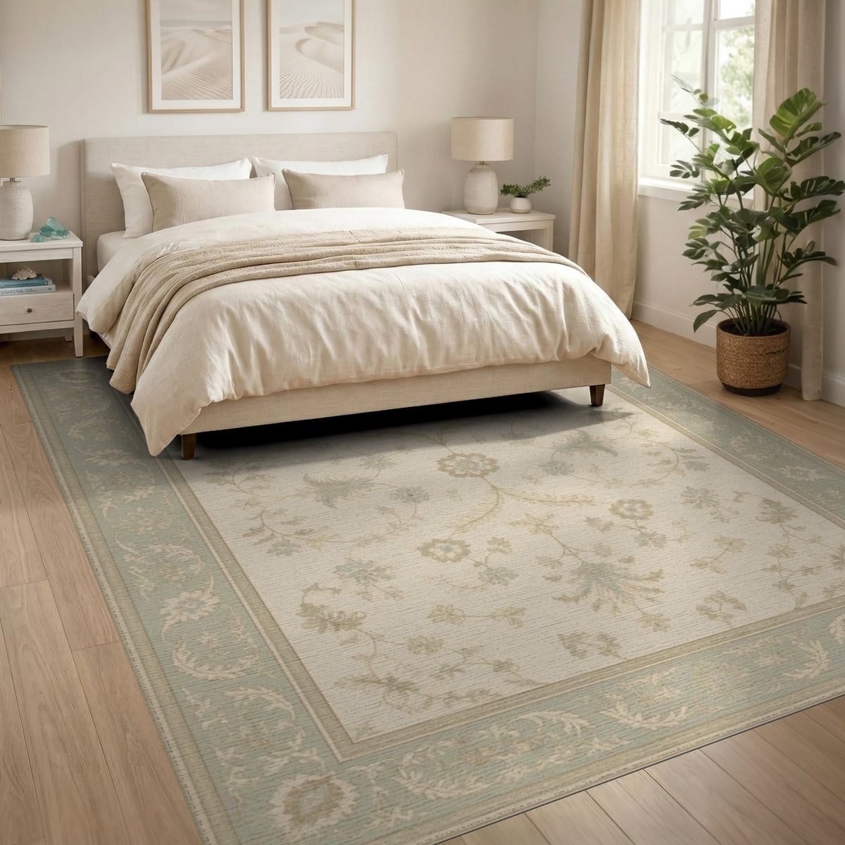 ODIKA Beige Floral Medallion Vintage Area Rug
