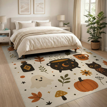 Halloween Kids Cartoon Washable Kids Cartoon Area Rug