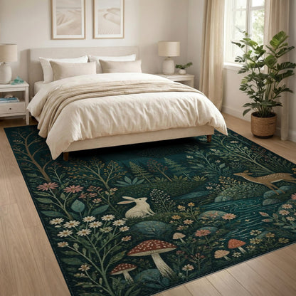 Moonlit Forest Wildlife Area Rug