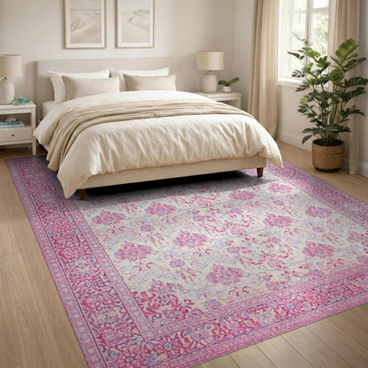 Pink Floral Persian Area Rug