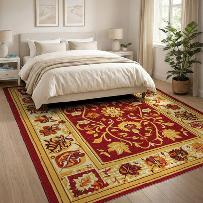 Red Floral Medallion Traditional Persian Area Rug