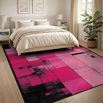Pink Geometric Modern Area Rug