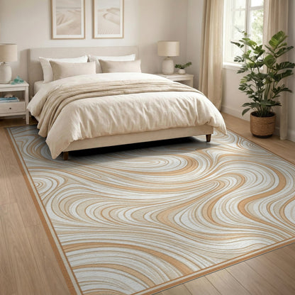 Beige Abstract Swirl No. 4 Area Rug