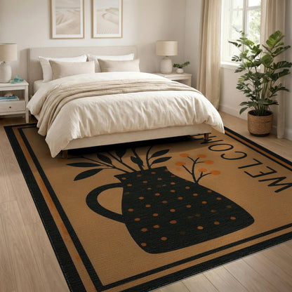 Orange Daisy Pitcher Welcome Area Rug