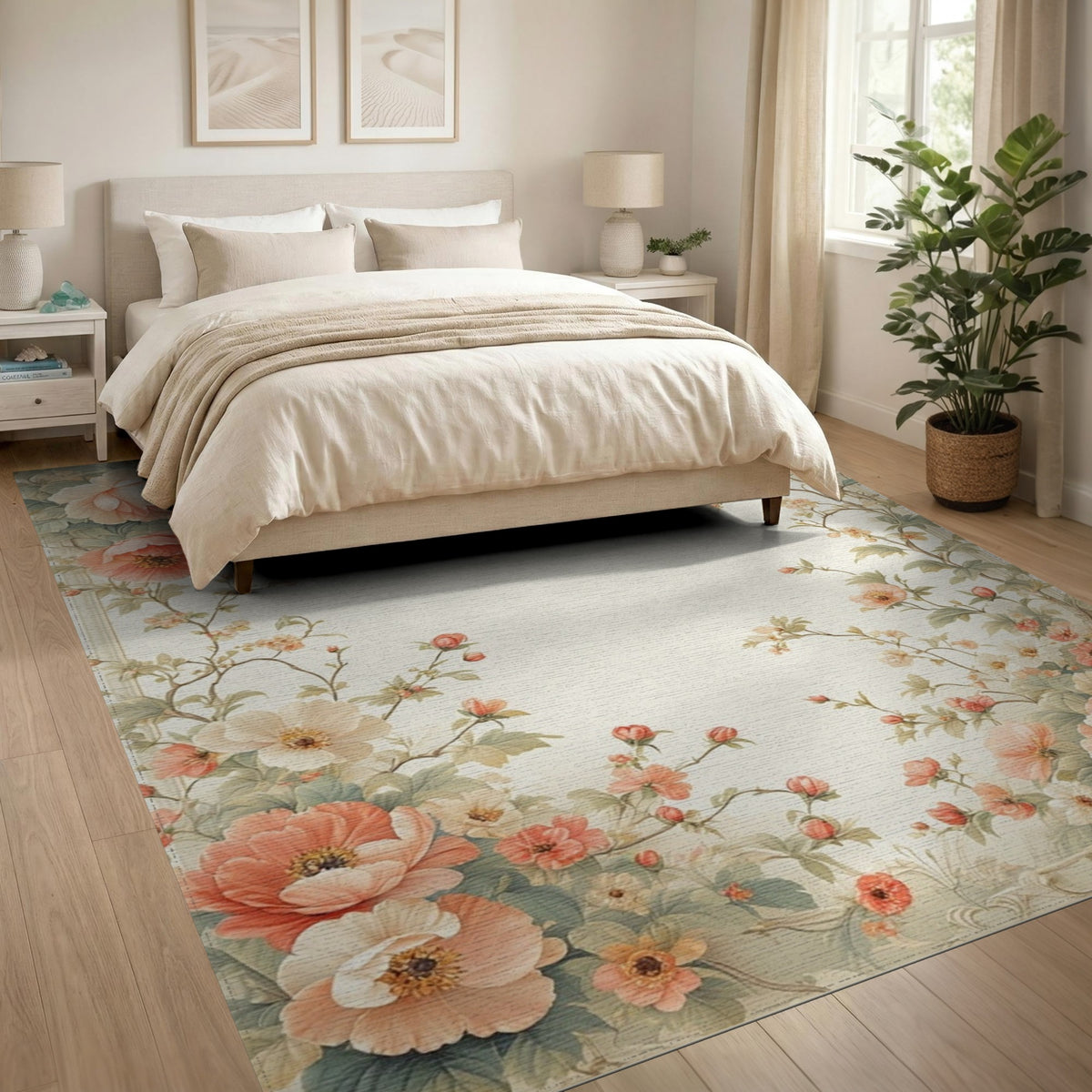 Pink Floral Vintage Area Rug