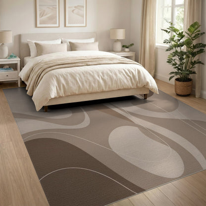 Abstract Brown Flow Area Rug