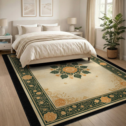 Floral Vintage Floral Medallion Beige Area Rug