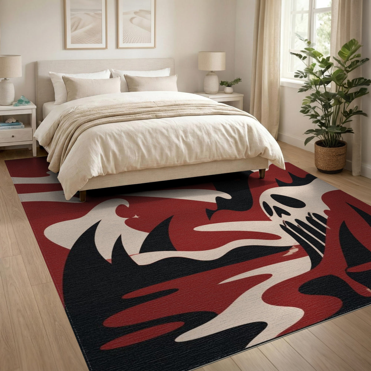 Gothic Red Skull Cathedral Area Rug