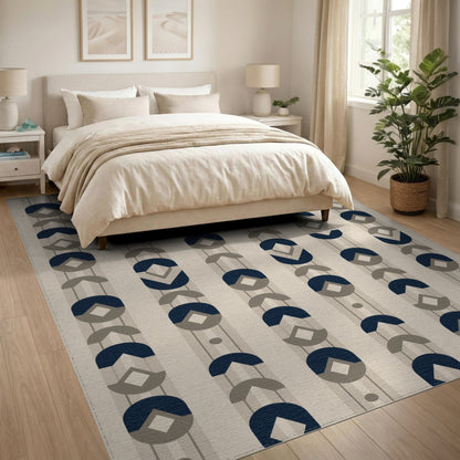 Geometric Modern Navy Geometric Area Rug