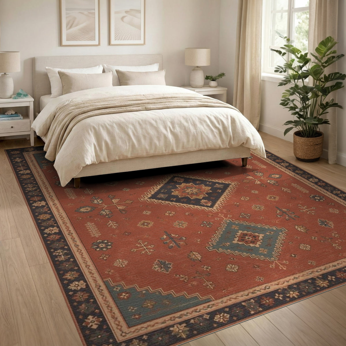 Red Southwestern Geometric Area Rug