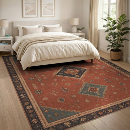 Red Southwestern Geometric Area Rug