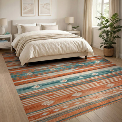 Southwestern Orange Geometric Area Rug