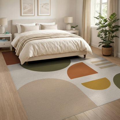 Geometric Brown Tan Geometric Modern Area Rug