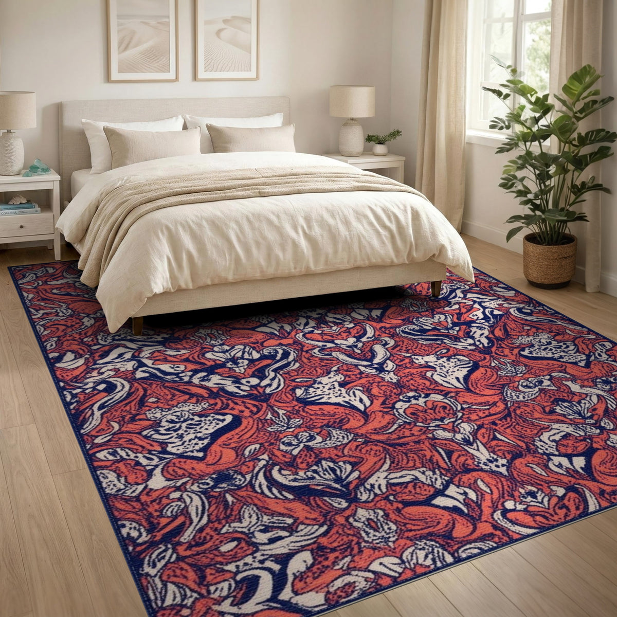 Red Floral Vintage Area Rug