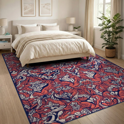 Red Floral Vintage Area Rug