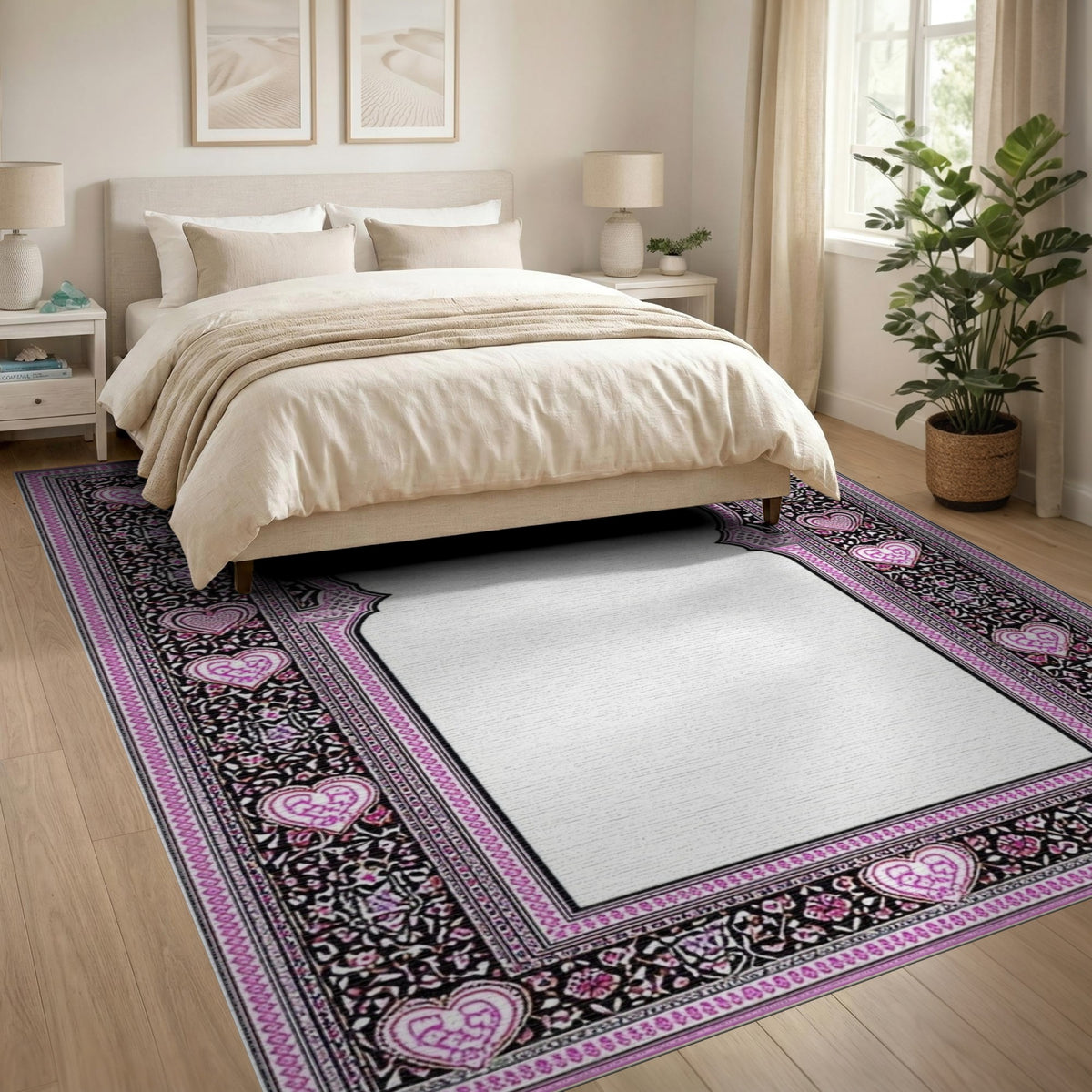 Pink Floral Heart Arch Area Rug
