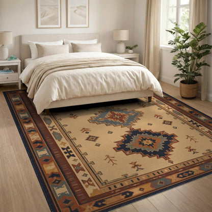Beige Southwestern Geometric Area Rug