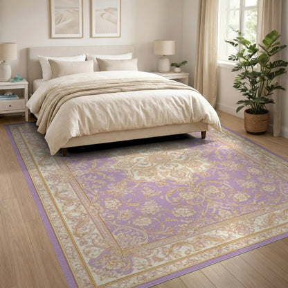 Traditional Persian Purple Gold Floral Persian Area Rug