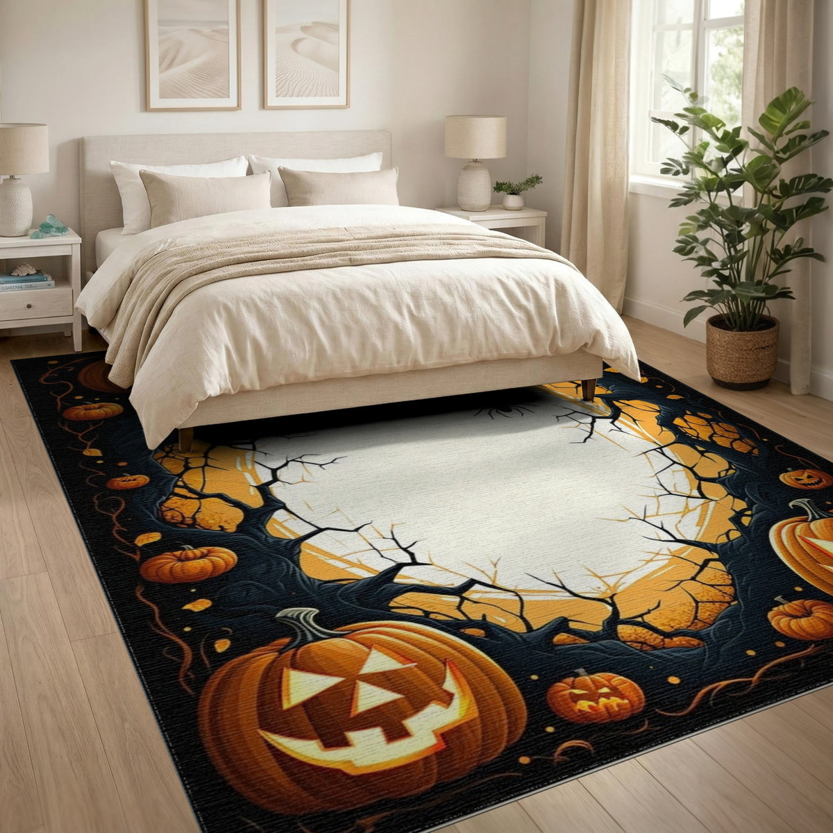Pumpkin Moon Halloween Area Rug