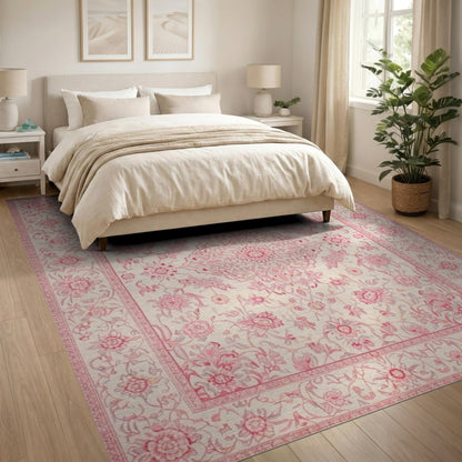 Pink Floral Vintage Area Rug