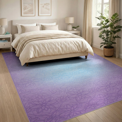 Purple Floral Ombre Vintage Area Rug