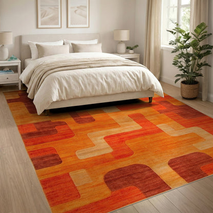 Orange Geometric Area Rug