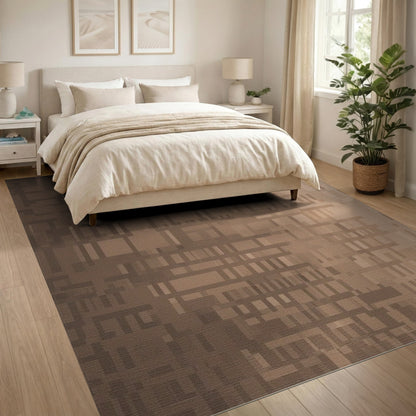 Brown Geometric Brown and Tan Area Rug