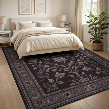 Purple Floral Vintage Area Rug