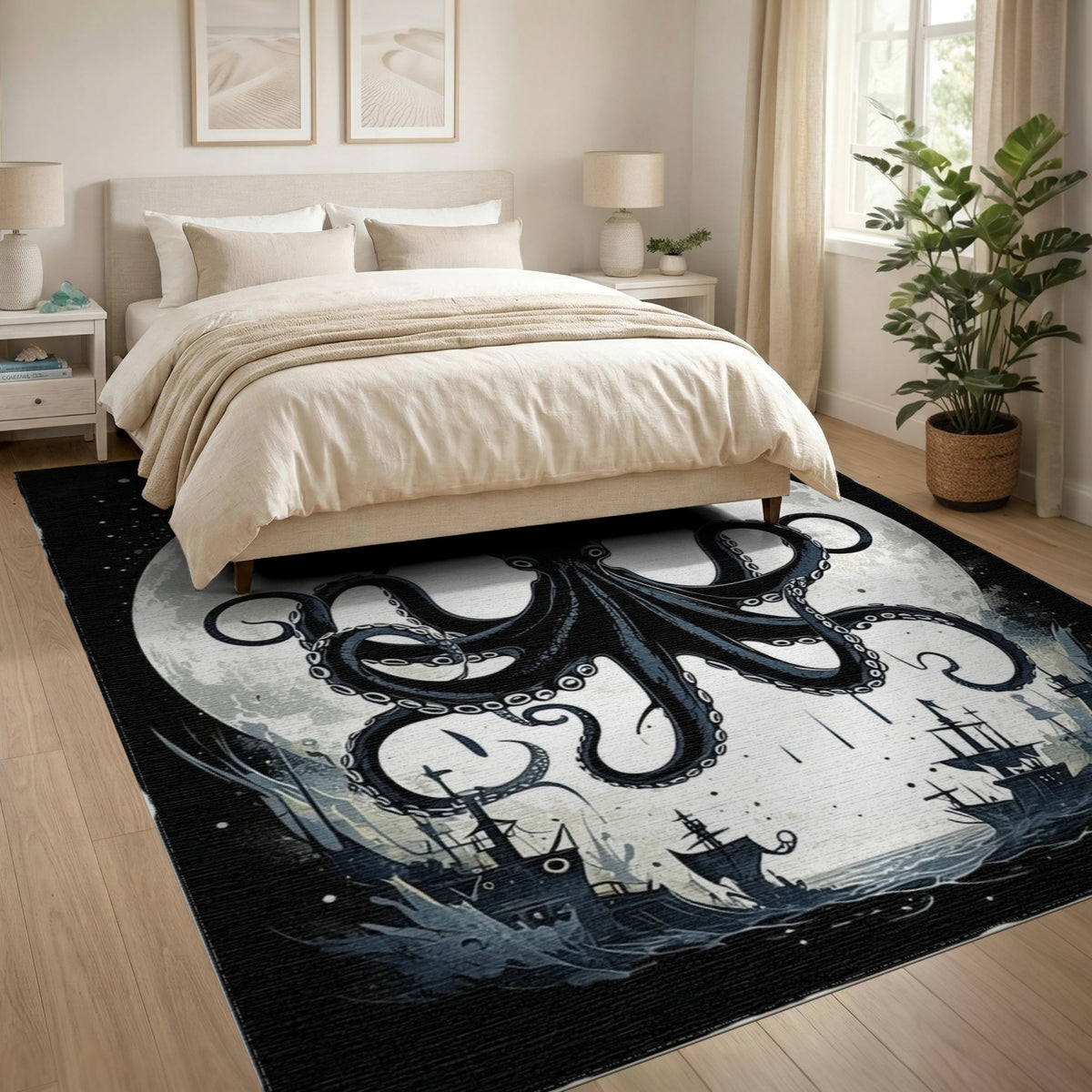 Kraken Octopus Moon Area Rug