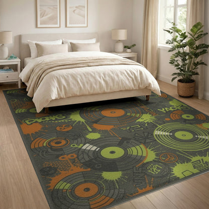 Neon Vinyl Record Area Rug