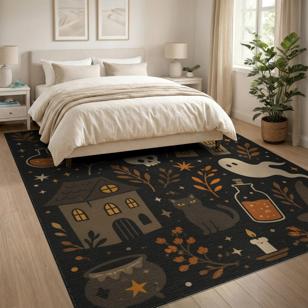 Spooky Halloween Cartoon Kids Area Rug