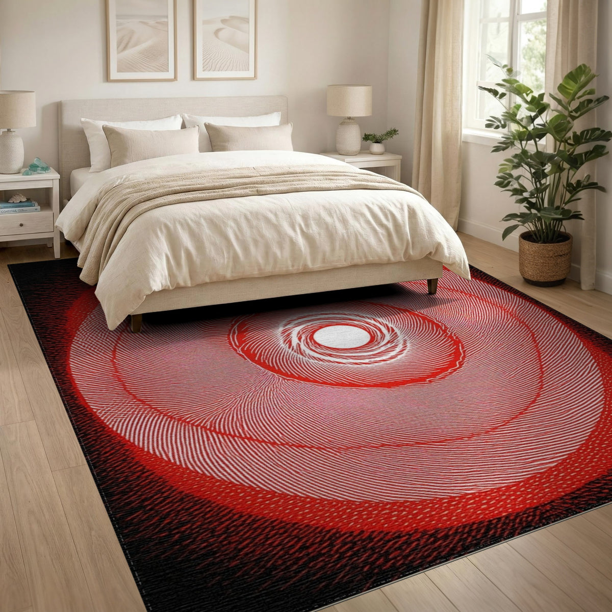 Red Vortex Geometric Area Rug
