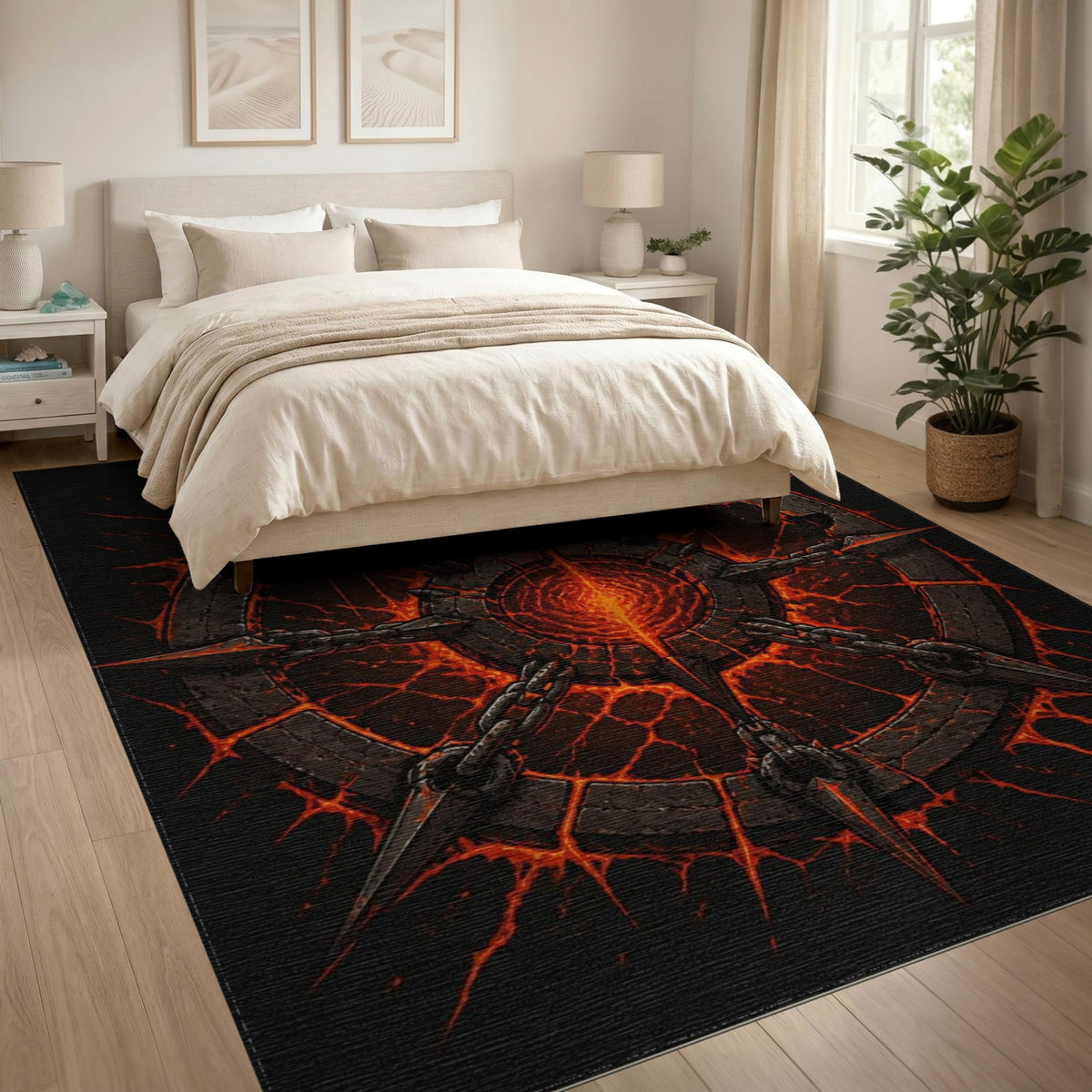 Spiked Inferno Chain Area Rug