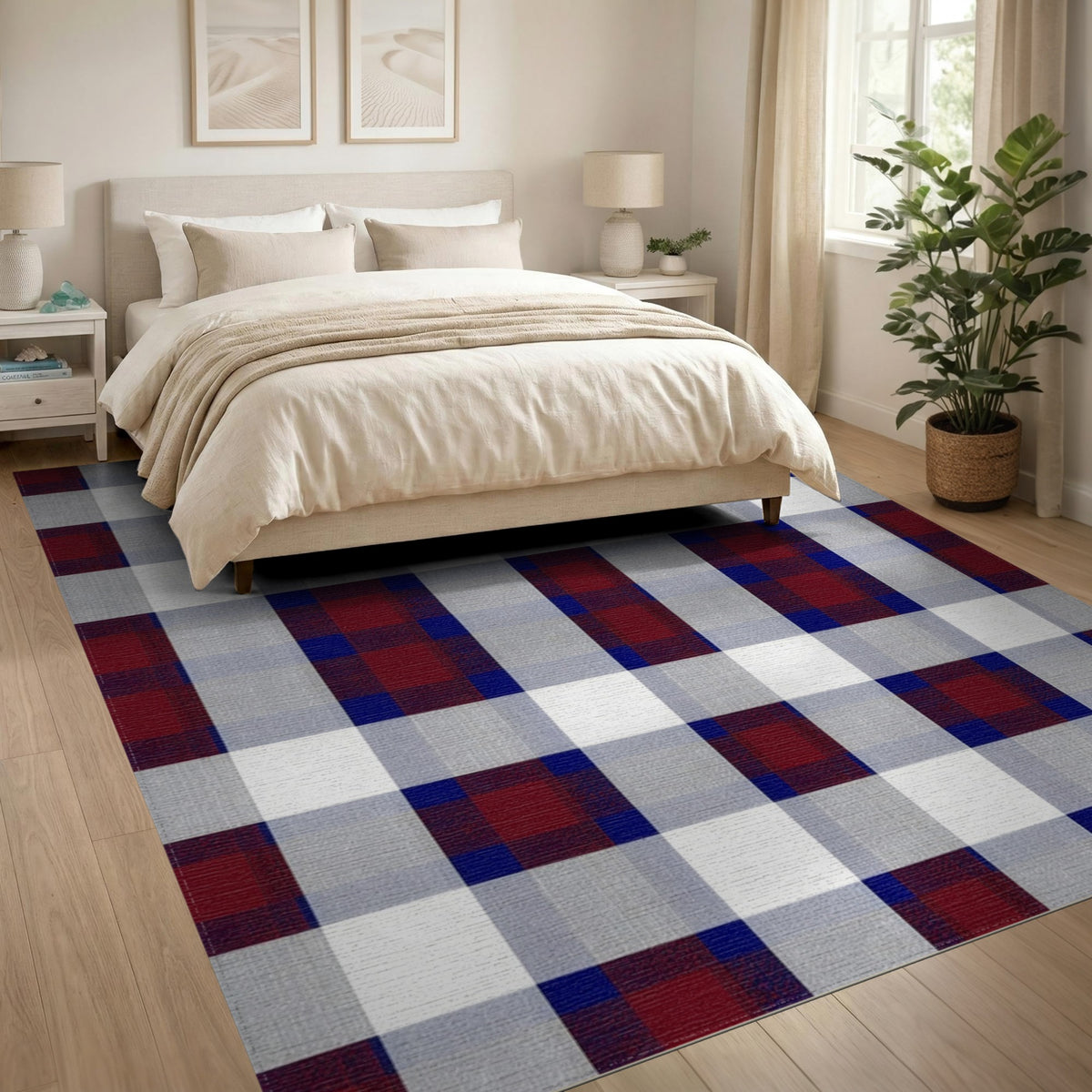 Red Blue Buffalo Check Area Rug
