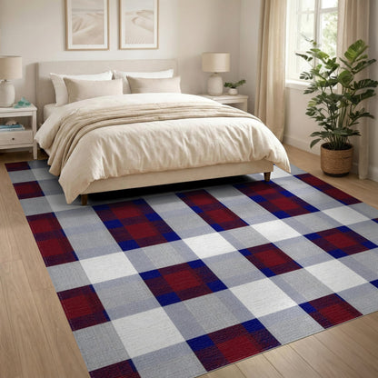 Red Blue Buffalo Check Area Rug