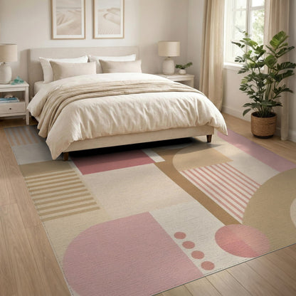 Geometric Modern Blush Pink Geometric Area Rug