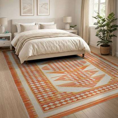 Orange Diamond Orange Geometric Diamond Area Rug