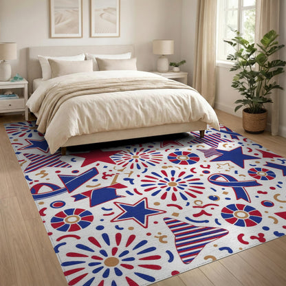 Patriotic Stars and Fireworks Area Rug