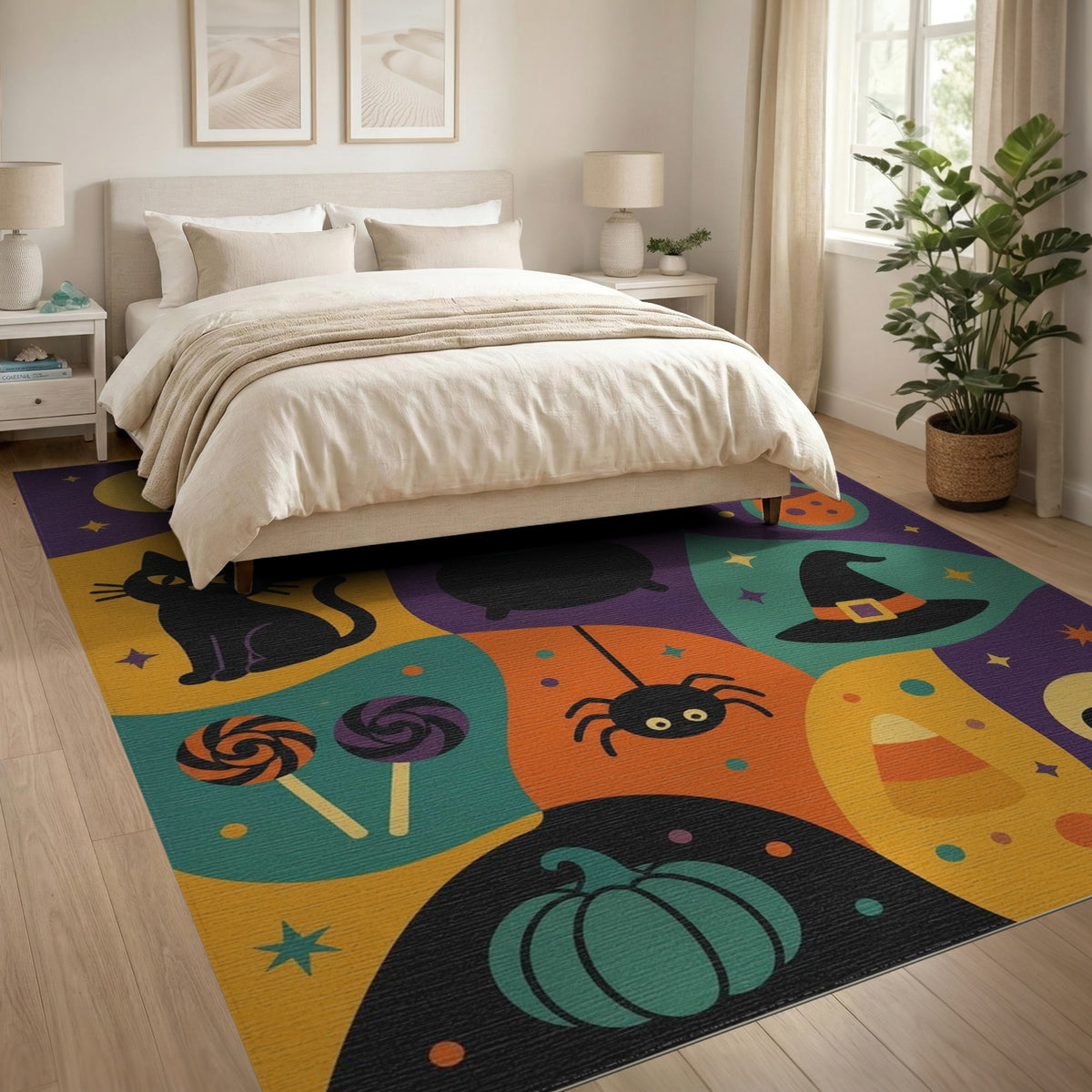 Halloween Kids Cartoon Multi-Color Area Rug